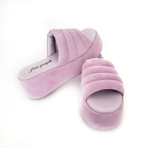 Free People Almost Paradise Suede Platform Chunky Sandals In Orchid - Picture 7 of 14